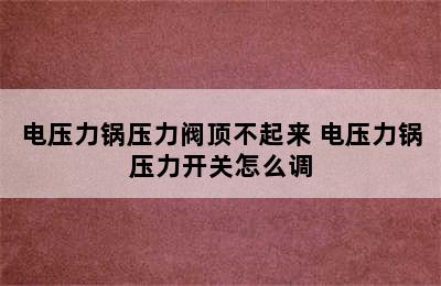 电压力锅压力阀顶不起来 电压力锅压力开关怎么调